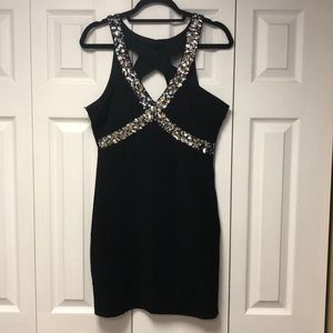 Black Bandage Dress with AB Crystals